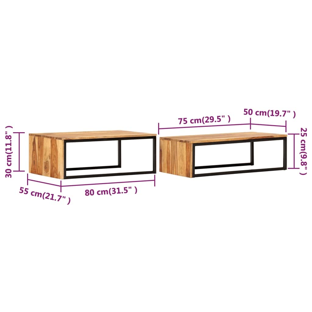 Solid Sheesham Wood Nesting Coffee Table Set E873156