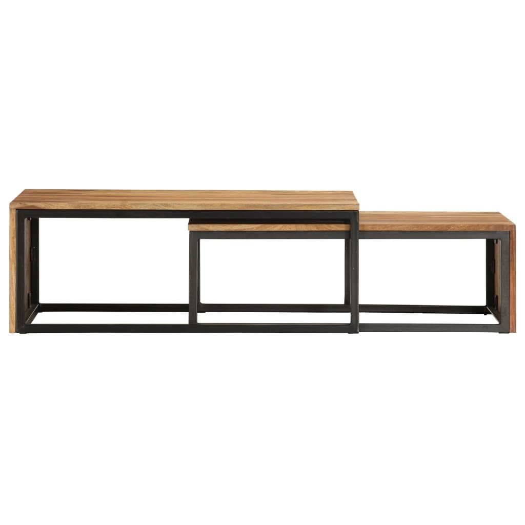 Solid Sheesham Wood Nesting Coffee Table Set E873156