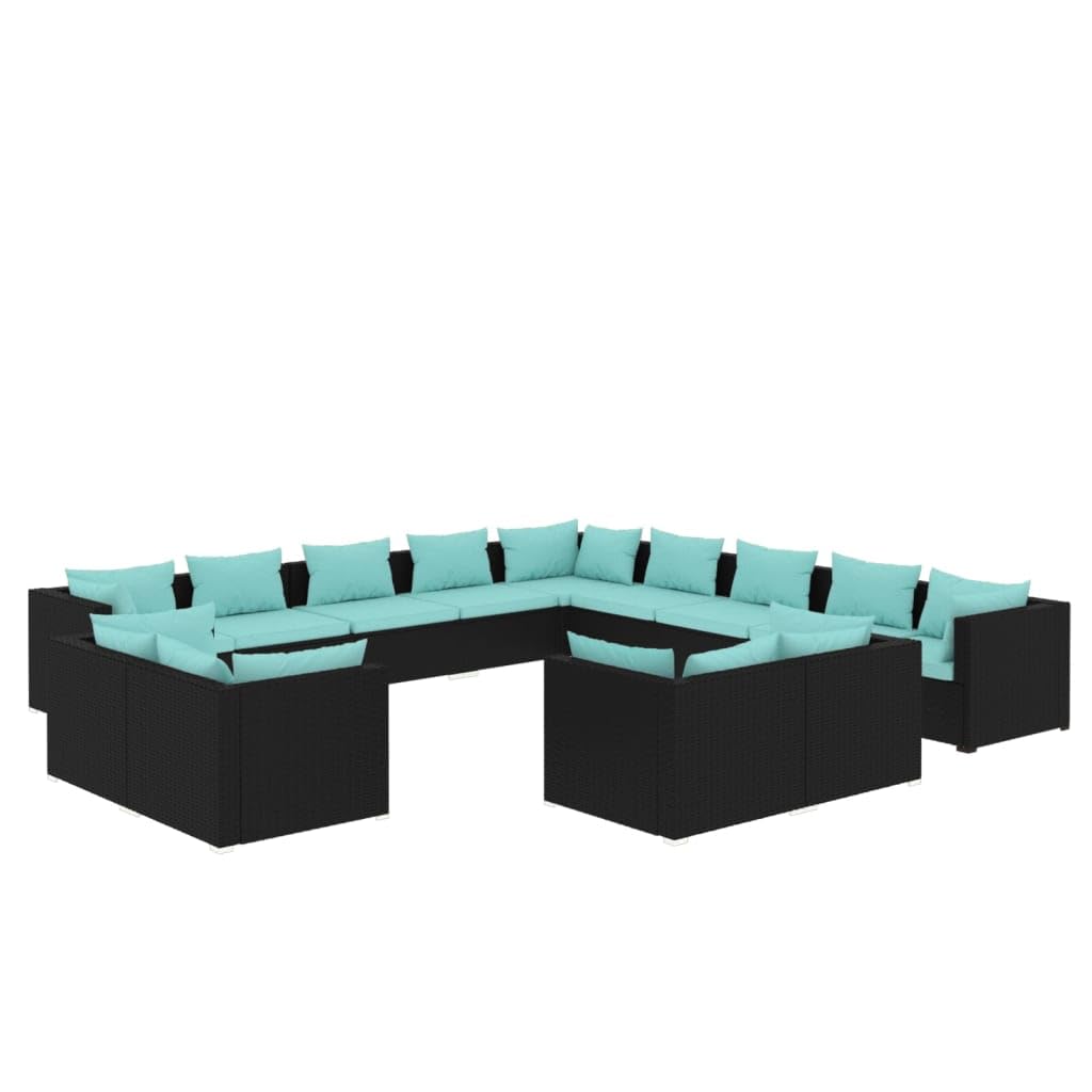 Black 13-Piece PE Rattan Outdoor Sectional Sofa V848158