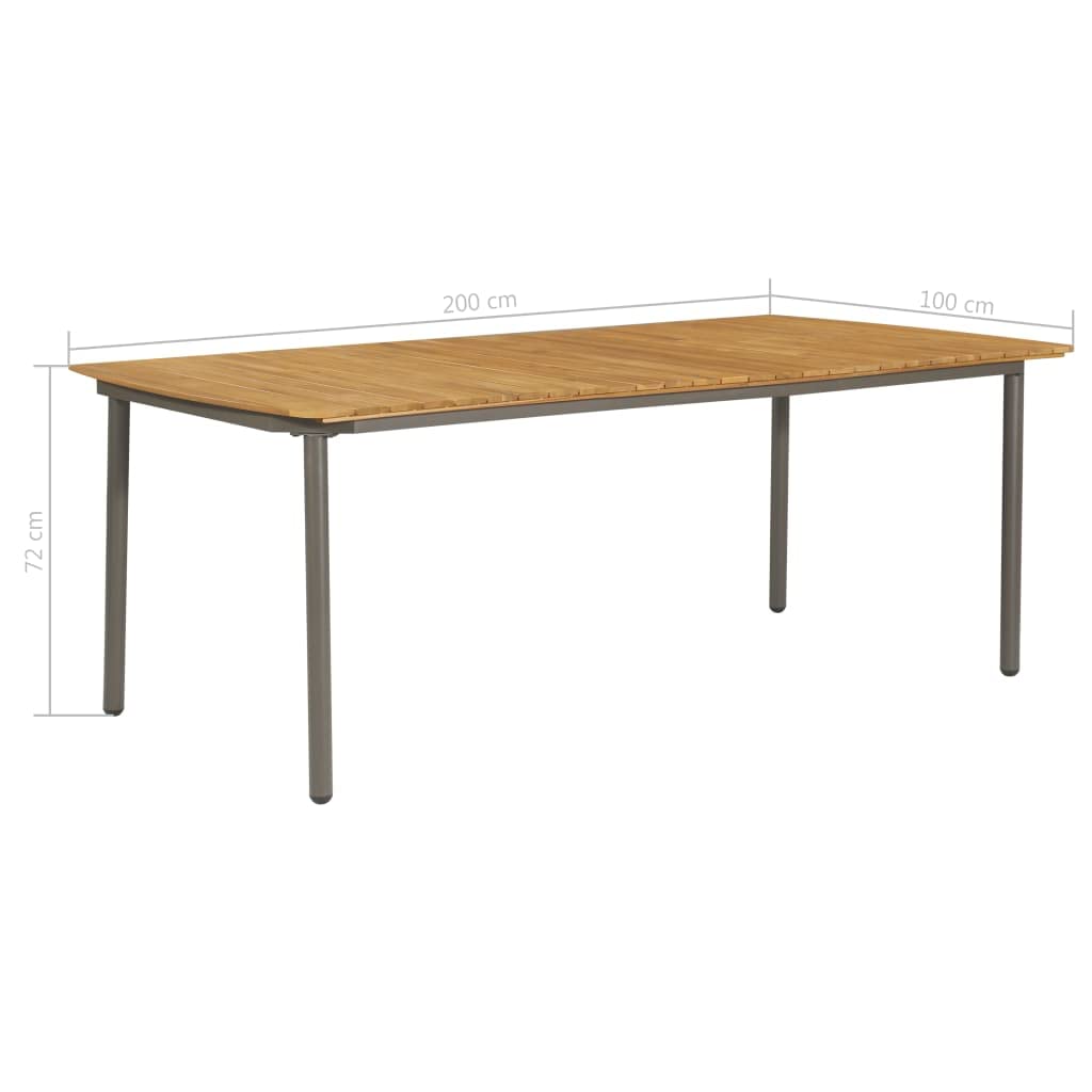 9 Piece Natural Wood and Grey Metal Outdoor Dining Set B371
