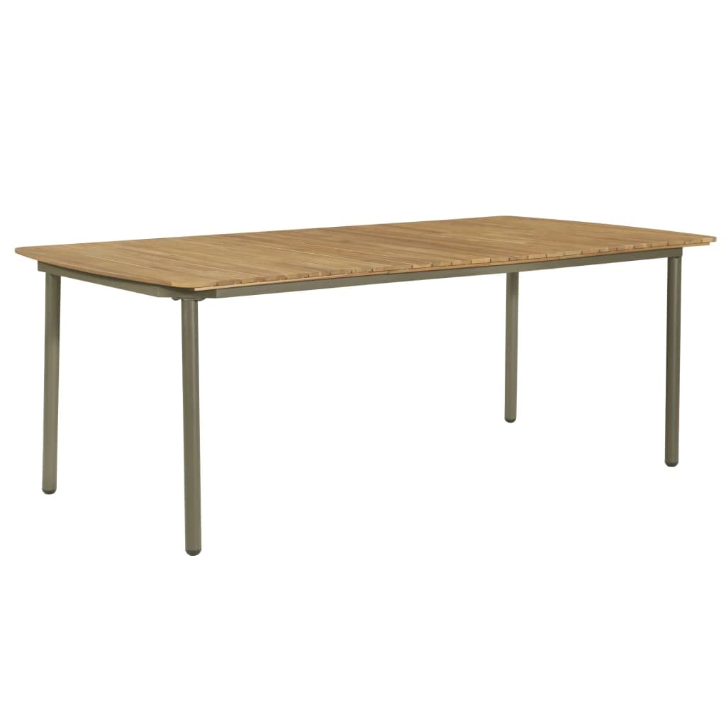 9 Piece Natural Wood and Grey Metal Outdoor Dining Set B371