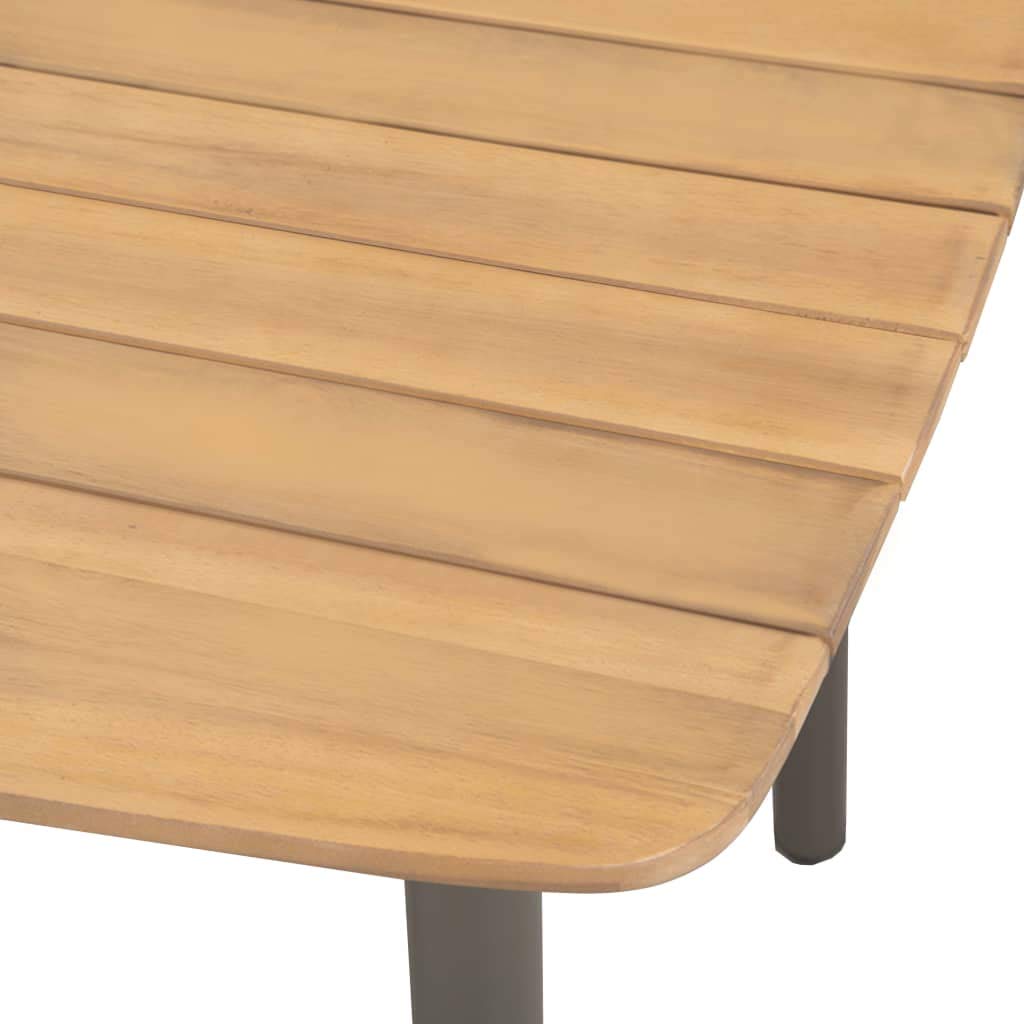9 Piece Natural Wood and Grey Metal Outdoor Dining Set B371