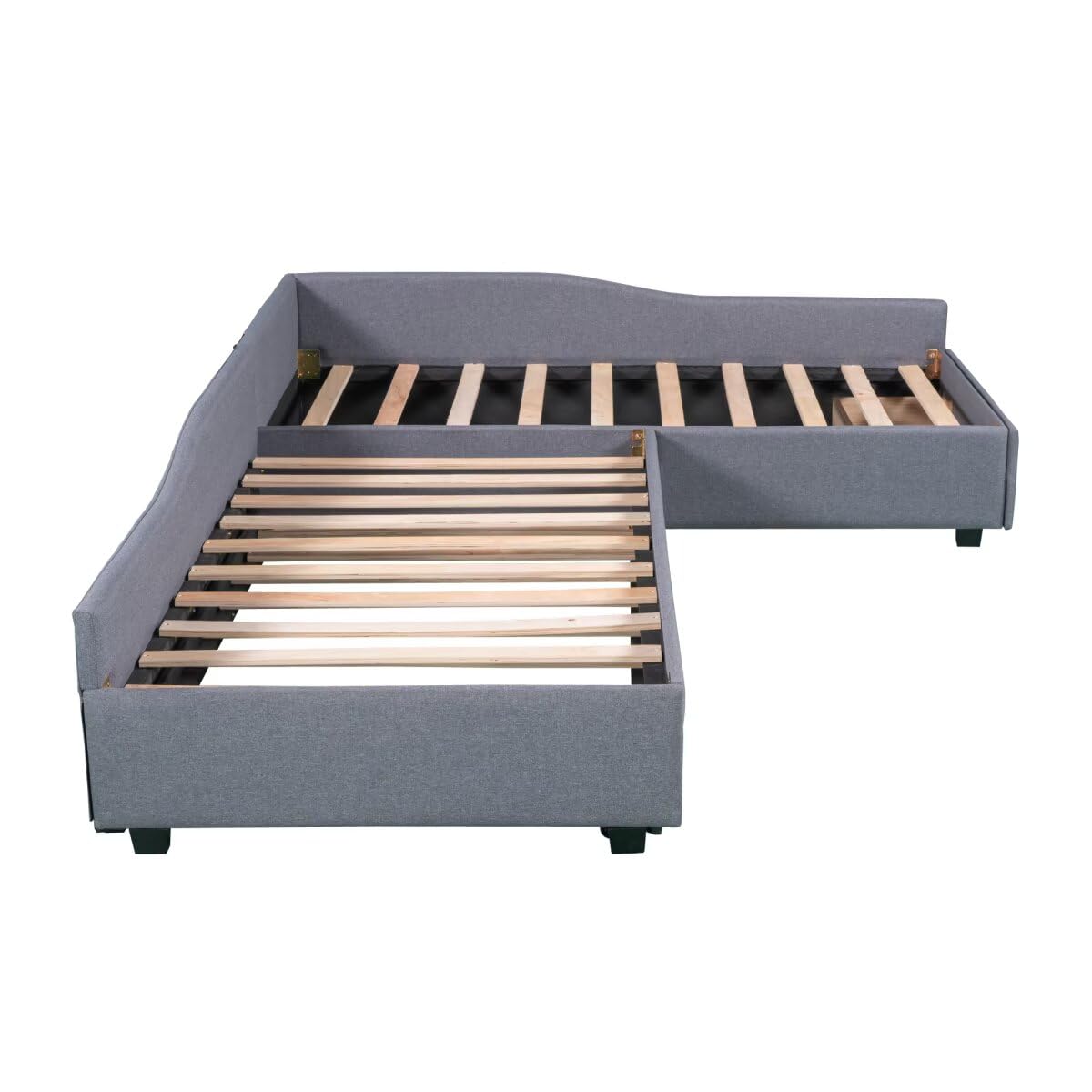 Gray L-Shaped Daybed with Trundle & Drawer W88755