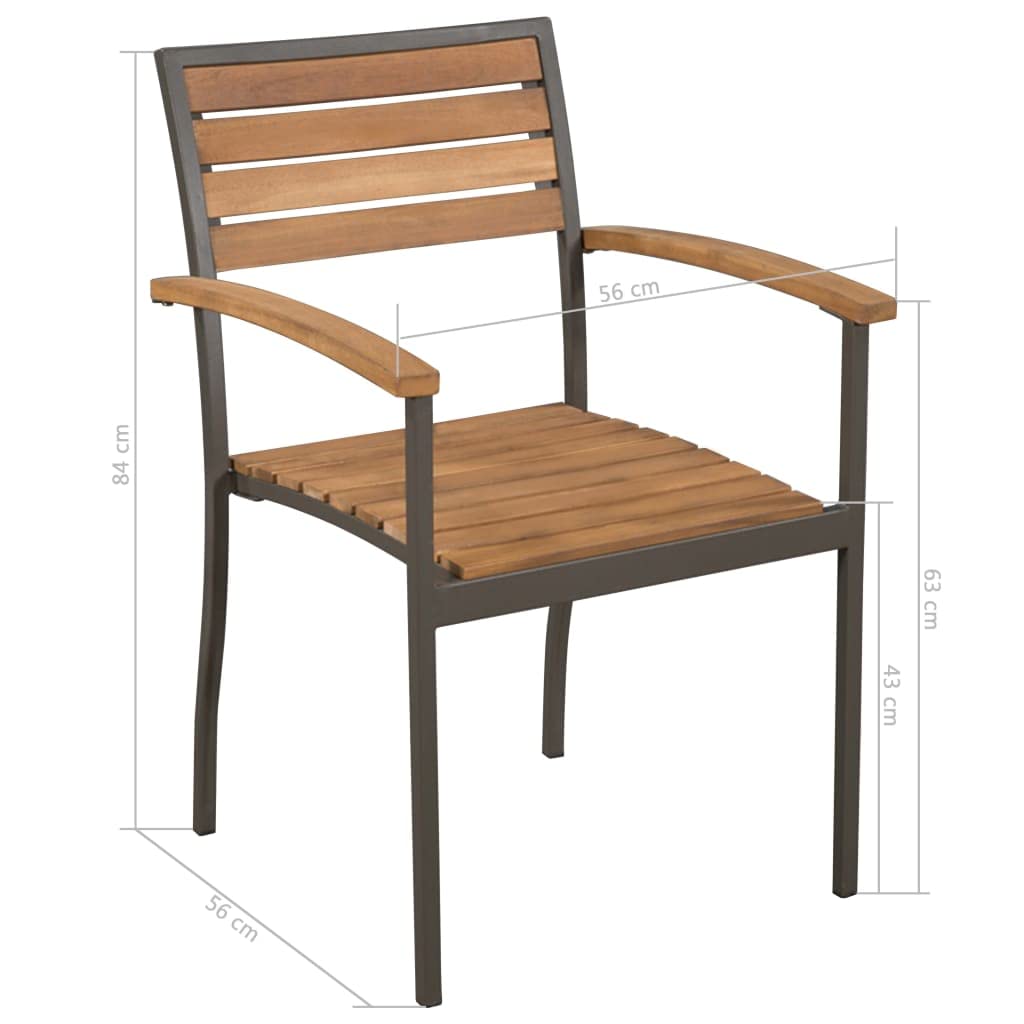 9 Piece Natural Wood and Grey Metal Outdoor Dining Set B371