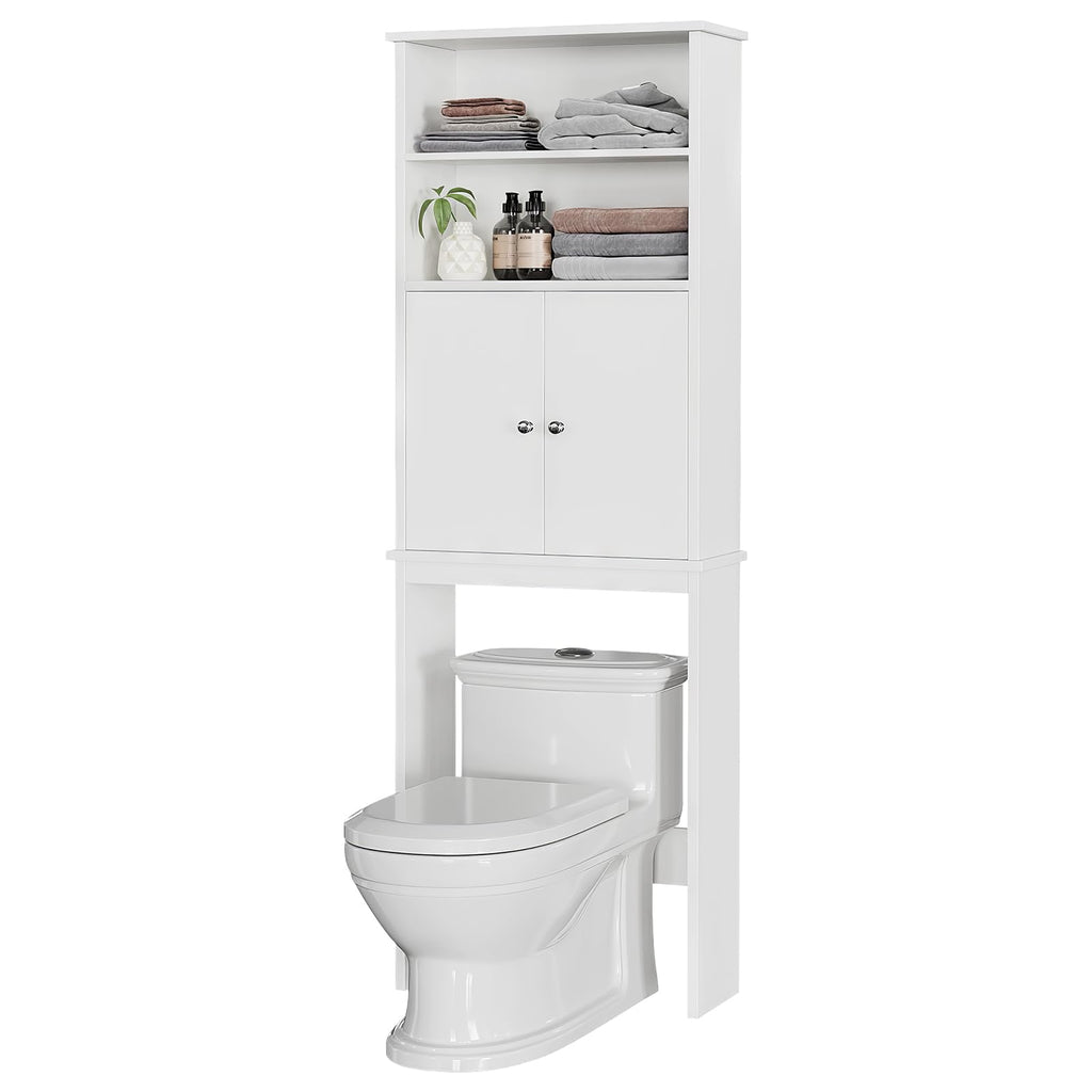 White Over the Toilet Storage Cabinet with Adjustable Shelf B609366
