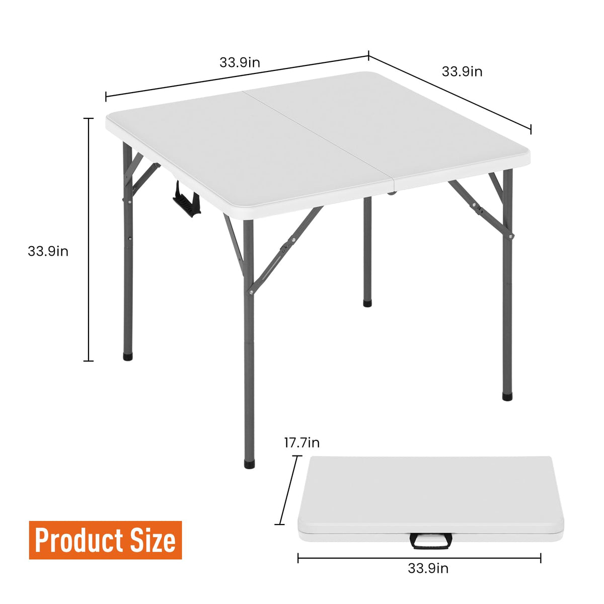 34 Inch Square Folding Table White P631665