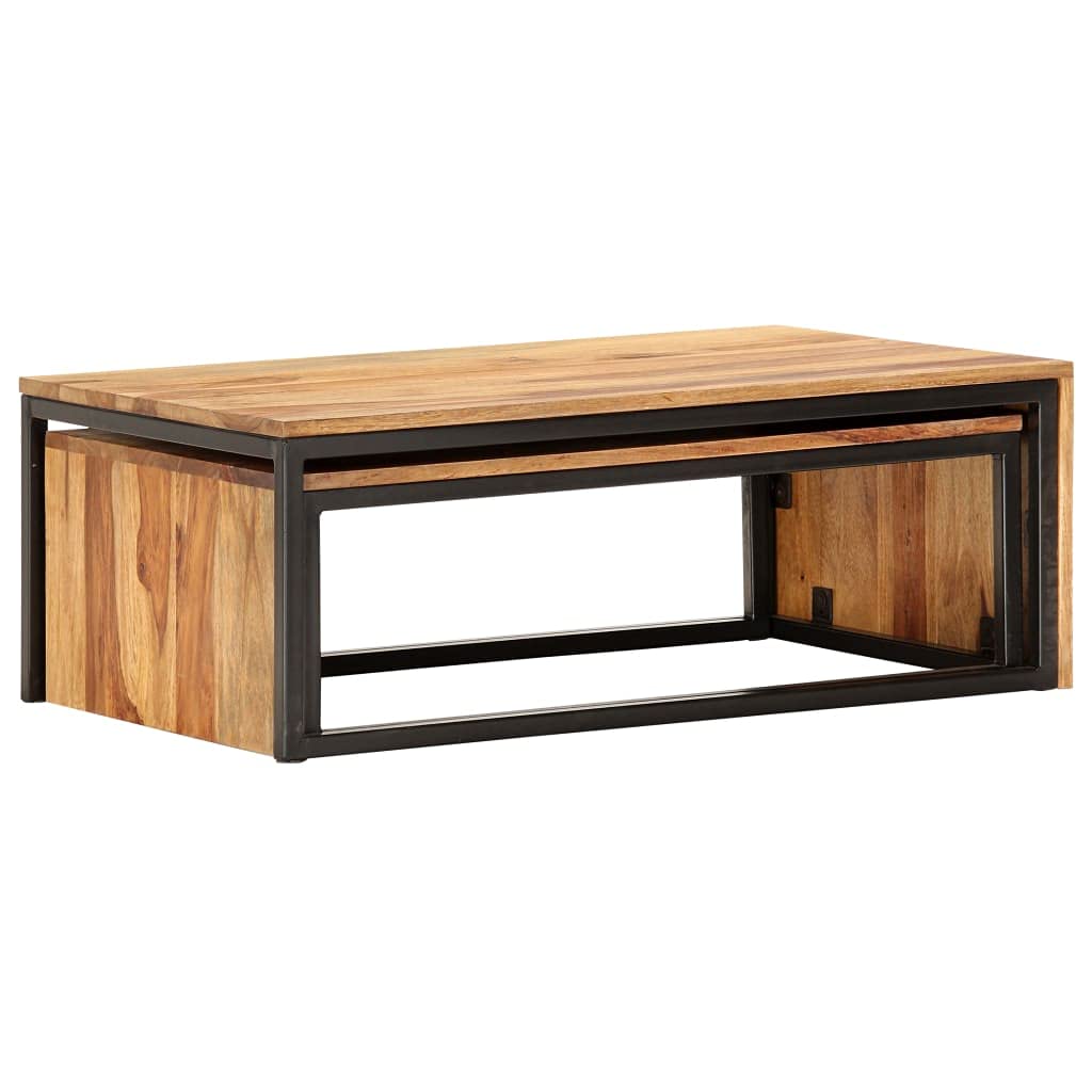 Solid Sheesham Wood Nesting Coffee Table Set E873156