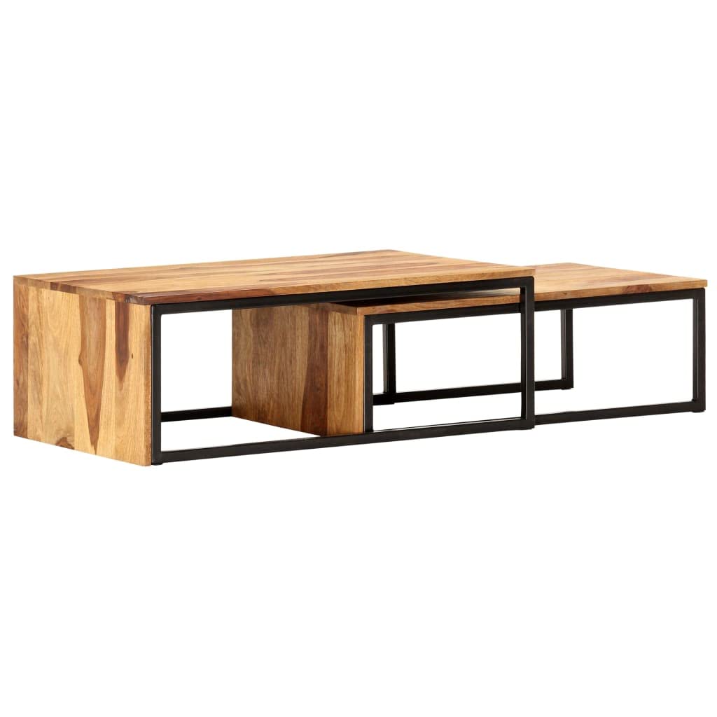 Solid Sheesham Wood Nesting Coffee Table Set E873156