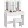 White Vanity Desk Set with Lighted Mirror and 2 Drawers L648
