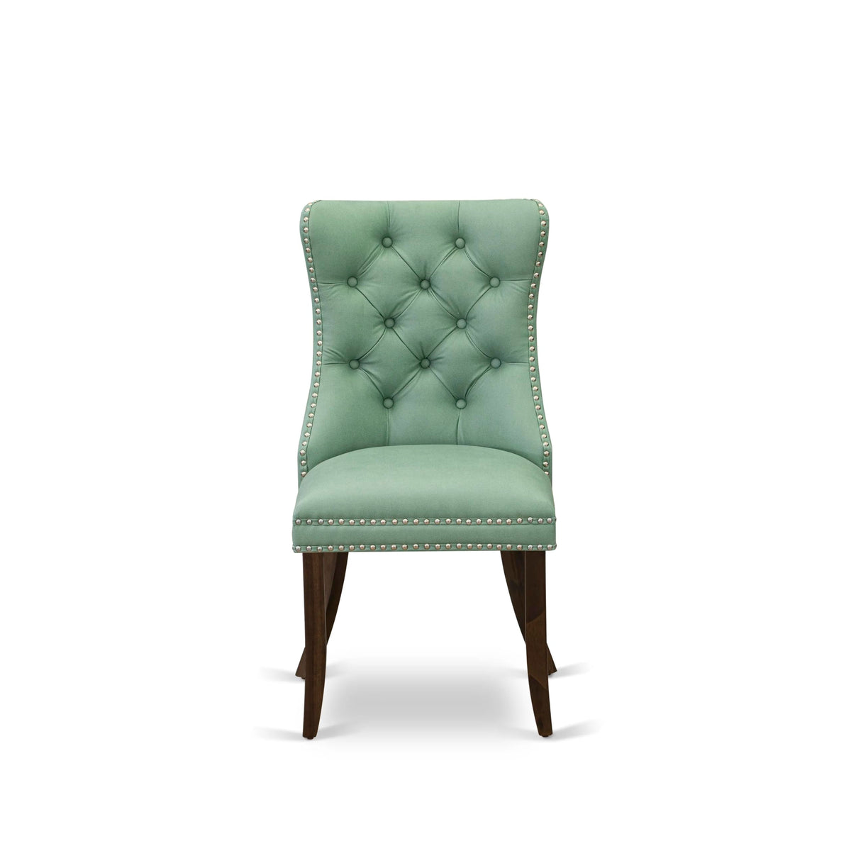Set of 2 Willow Green Faux Leather Parson Dining Chairs U2946