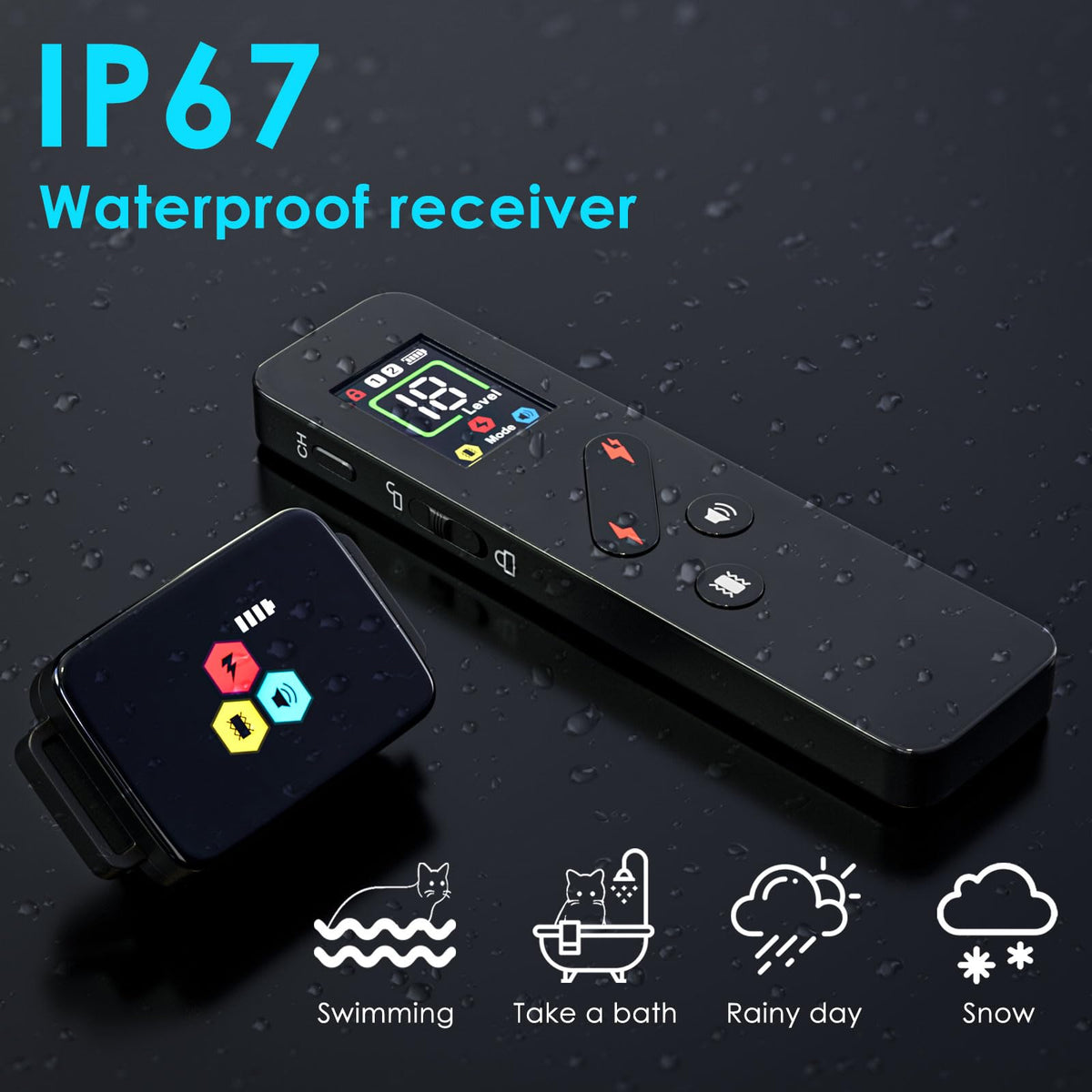 Remote Electric Cat Training Collar 3300FT IP67 Waterproof F835