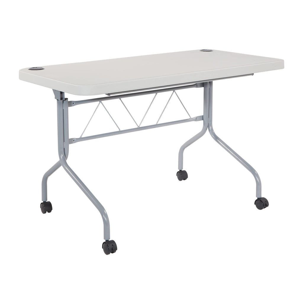 Light Gray Resin Multipurpose Flip Training Table with Locking Casters M2670