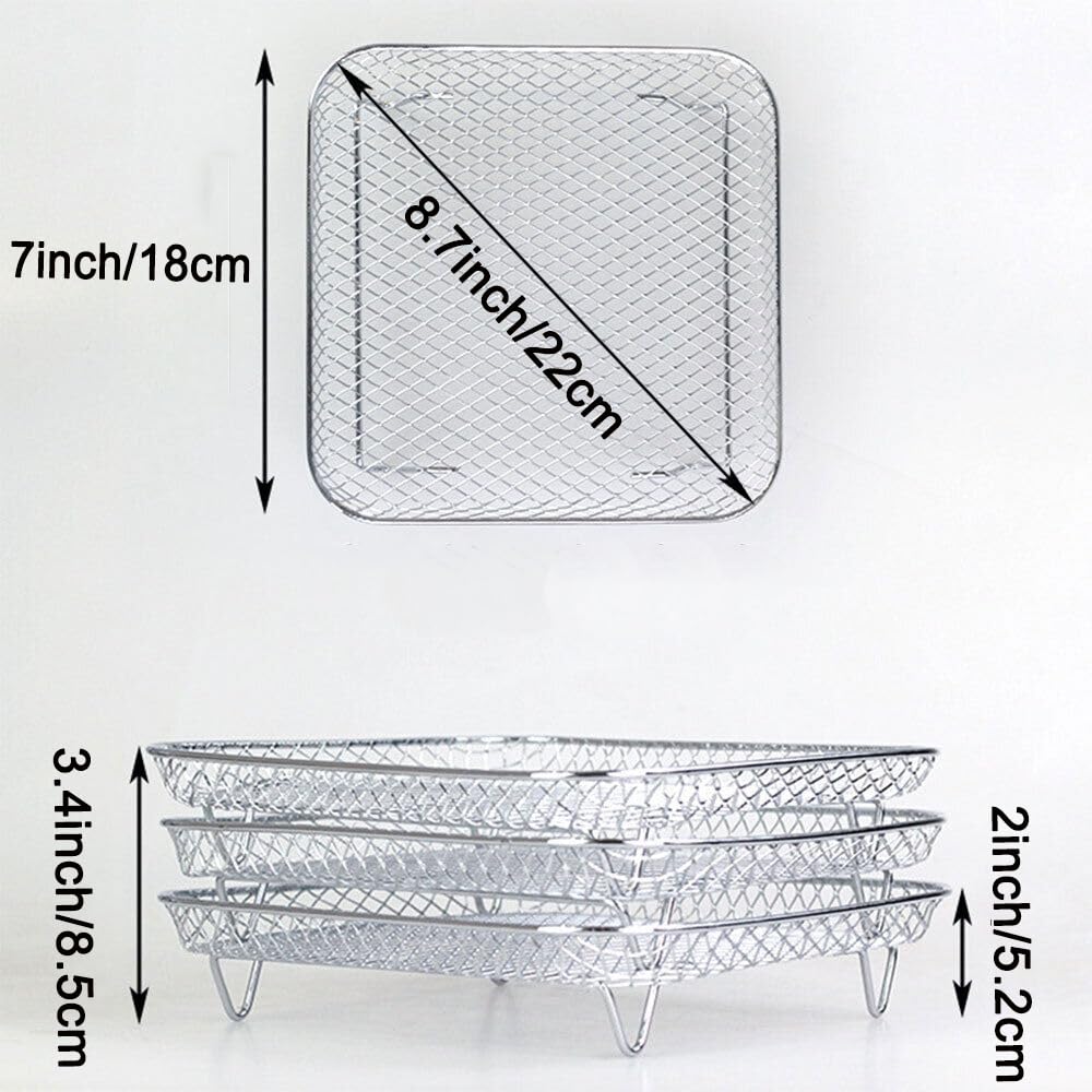 7 Inch Stackable Stainless Steel Air Fryer Rack, 3 Pcs T158253
