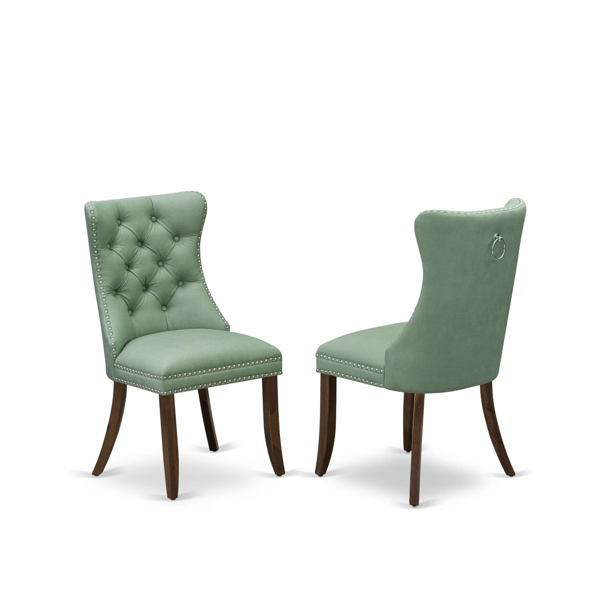 Set of 2 Willow Green Faux Leather Parson Dining Chairs U2946
