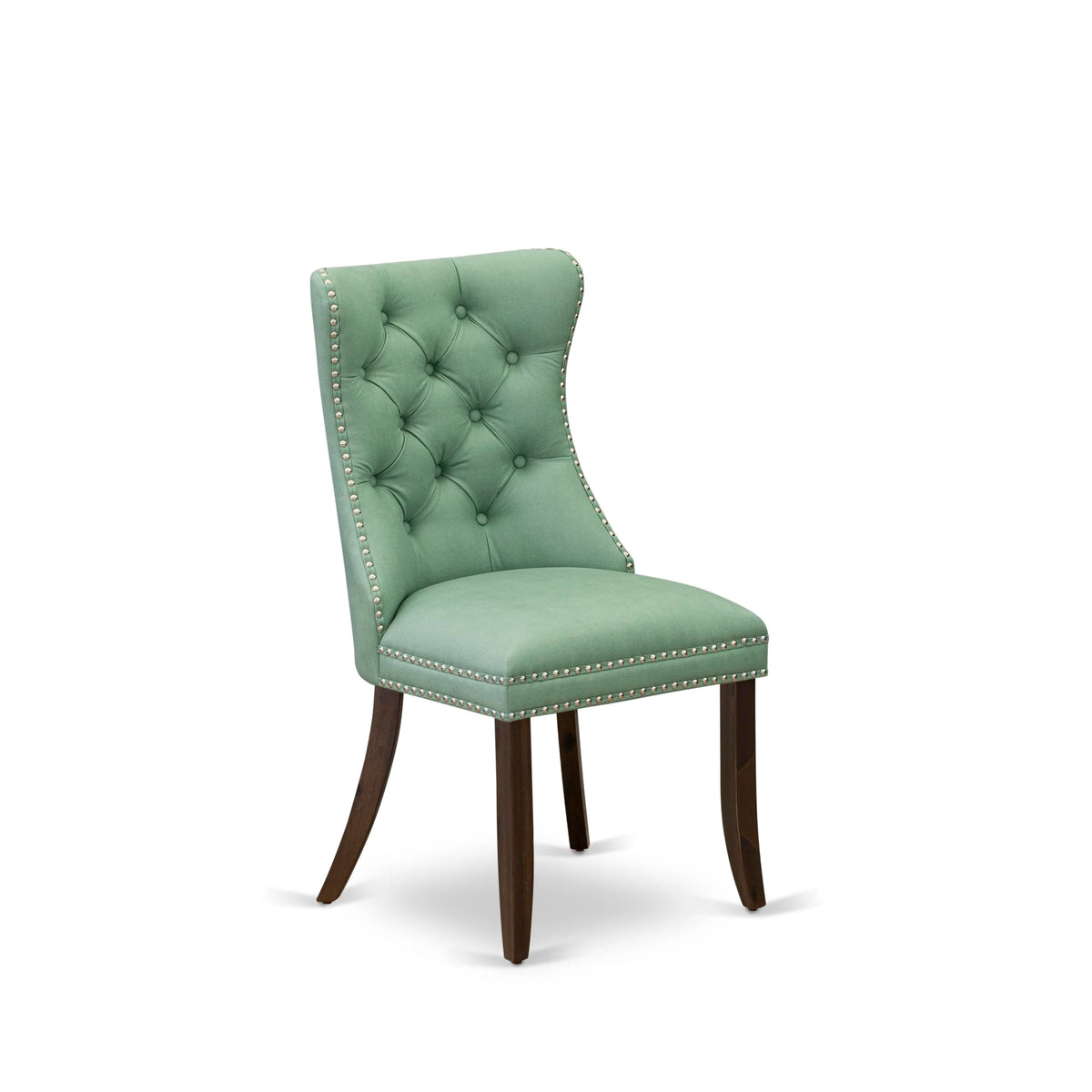 Set of 2 Willow Green Faux Leather Parson Dining Chairs U2946