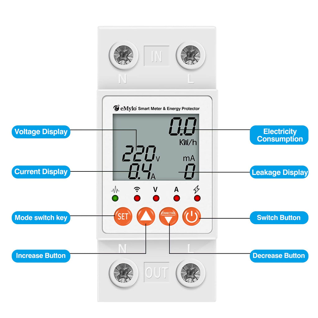 Single-Phase AC 63A 80-400V Smart Watt Meter P25923
