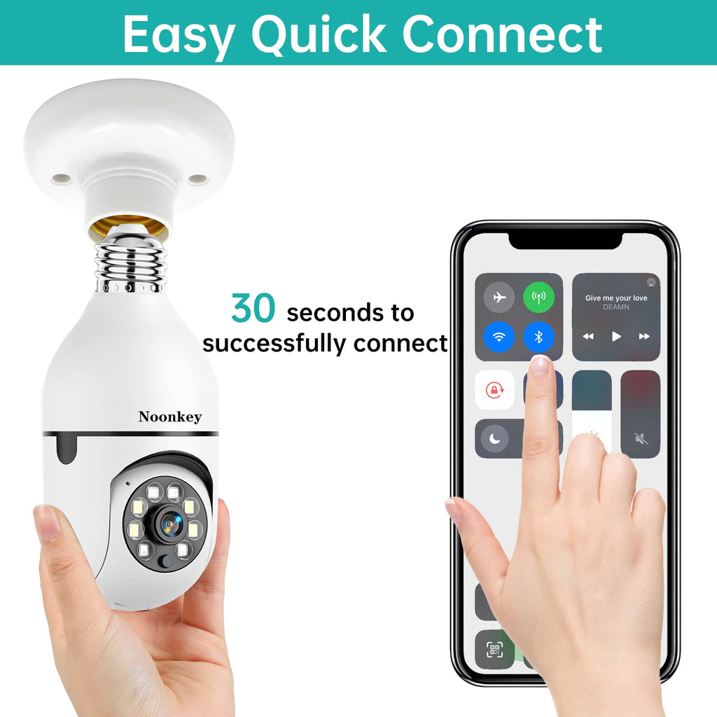 Light Bulb Security Camera 2K 3MP WiFi 360° Color Night Vision Two-Way Talk B51351