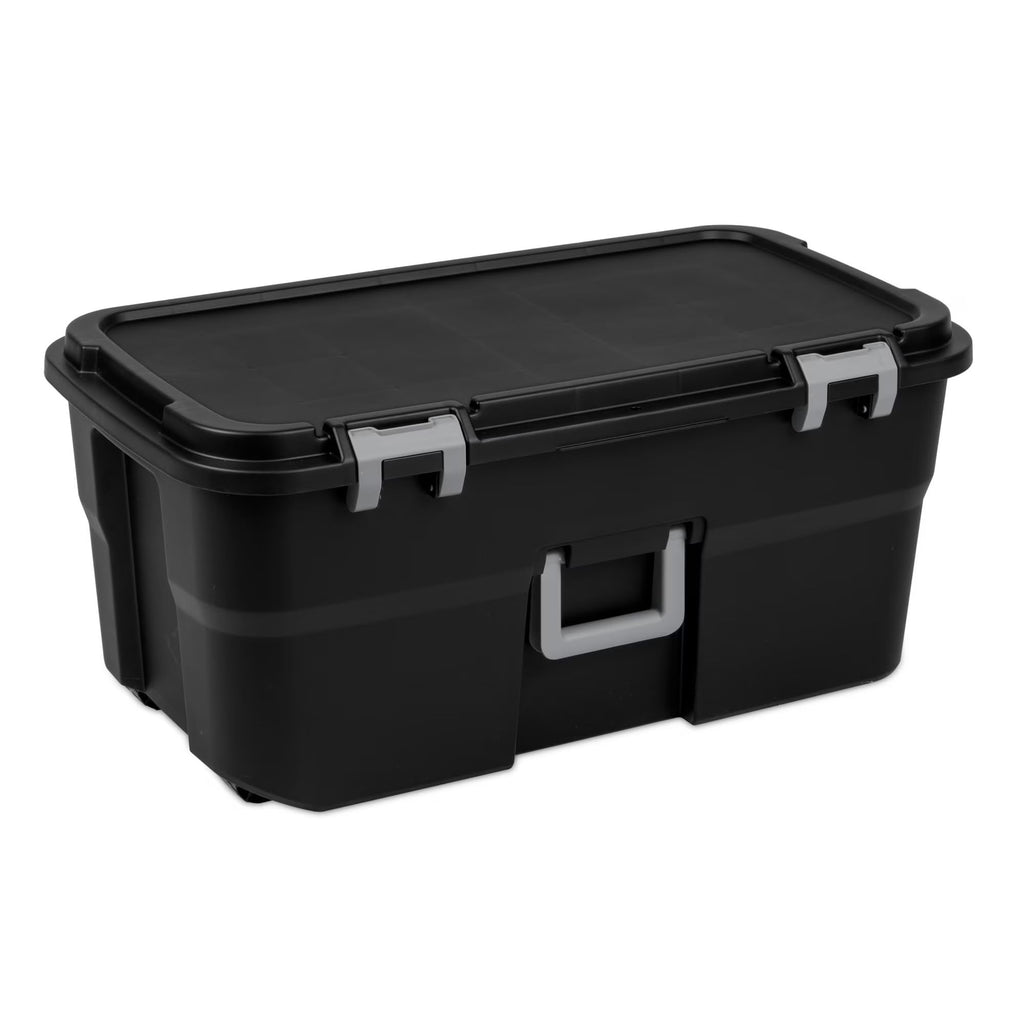 22 Gallon Black Wheeled Plastic Storage Trunk T60944