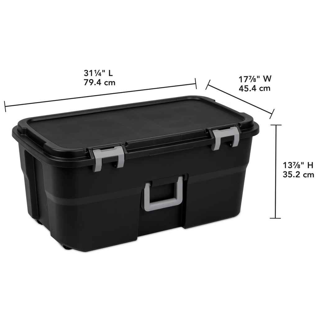 22 Gallon Black Wheeled Plastic Storage Trunk T60944