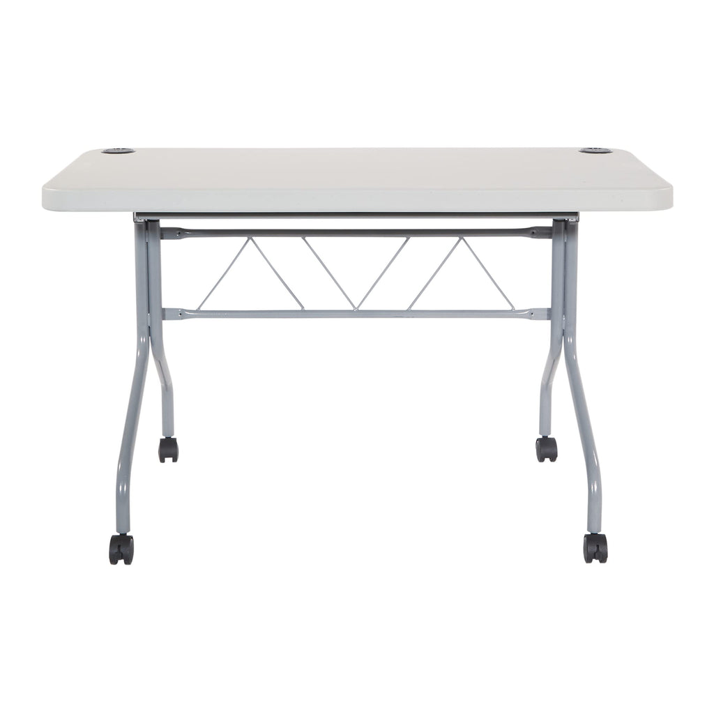 Light Gray Resin Multipurpose Flip Training Table with Locking Casters M2670