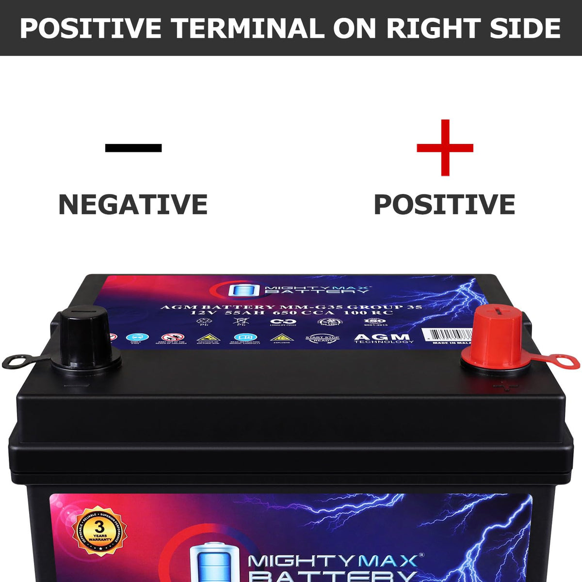 12V 55Ah AGM Replacement Battery Y73557