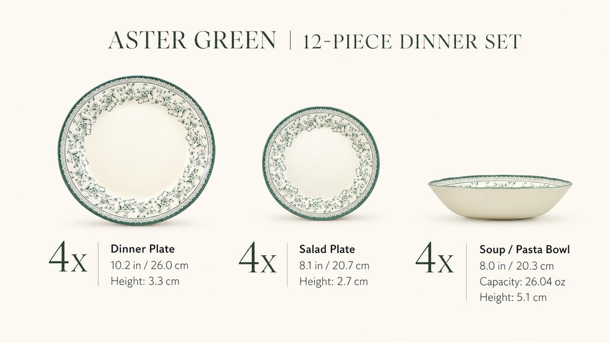 12-Piece Porcelain Dinnerware Set for 4 A551
