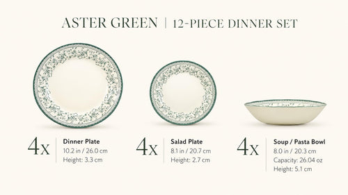 12-Piece Porcelain Dinnerware Set for 4 A551