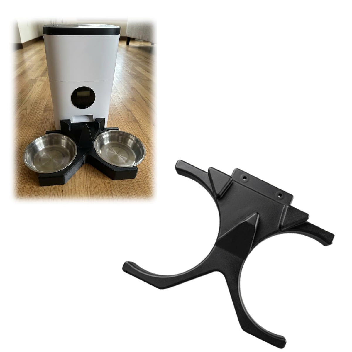 Black Dual Bowl Pet Food Splitter Q977004