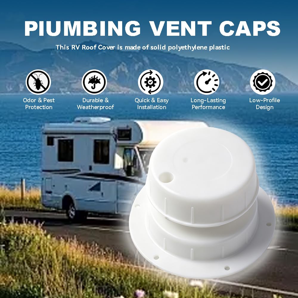 RV Plumbing Vent Caps Replacement Plastic Roof Cover 1 to 2 3/8 Inch Pipe Z864454