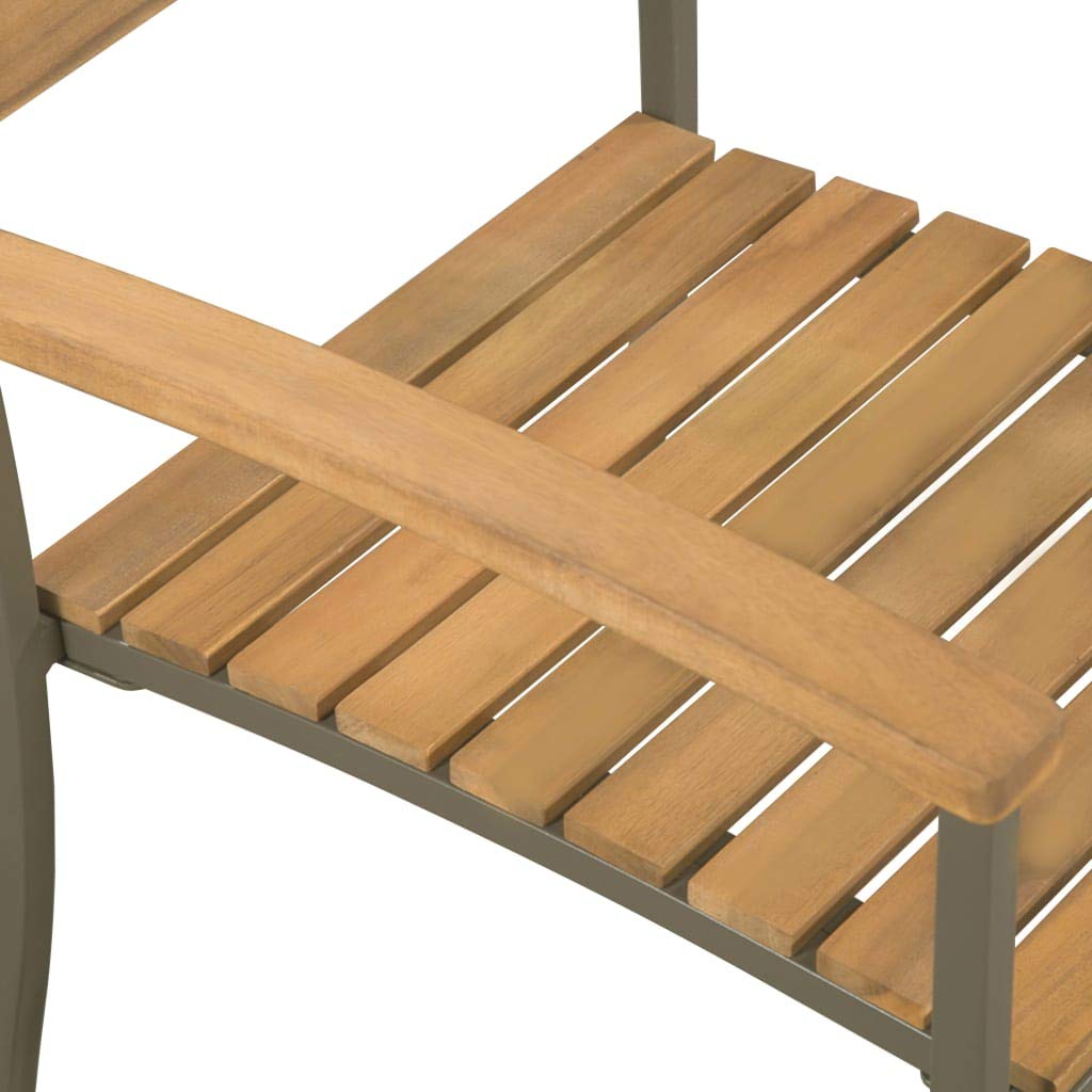 9 Piece Natural Wood and Grey Metal Outdoor Dining Set B371