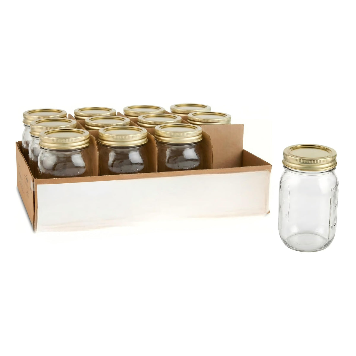 16 oz Regular Mouth Glass Canning Jars with Lids and Rings, 12-Pack M839157