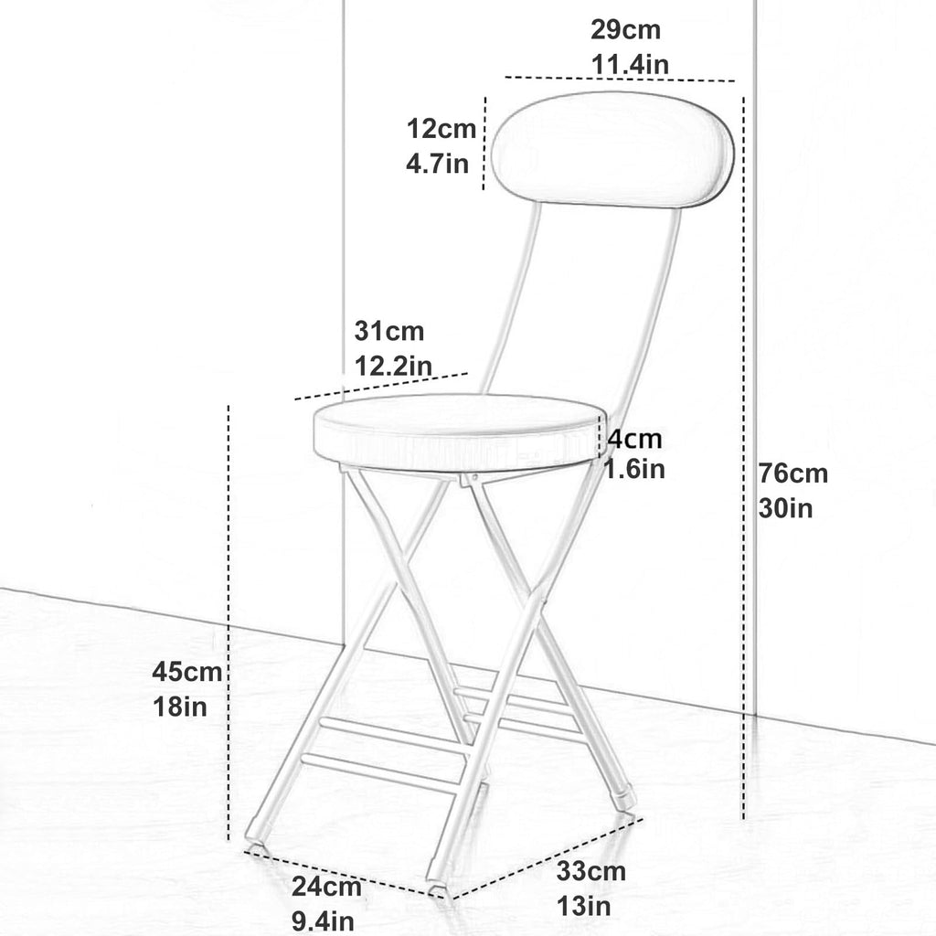 Black 18in PU Padded Foldable Counter Height Stool M88632
