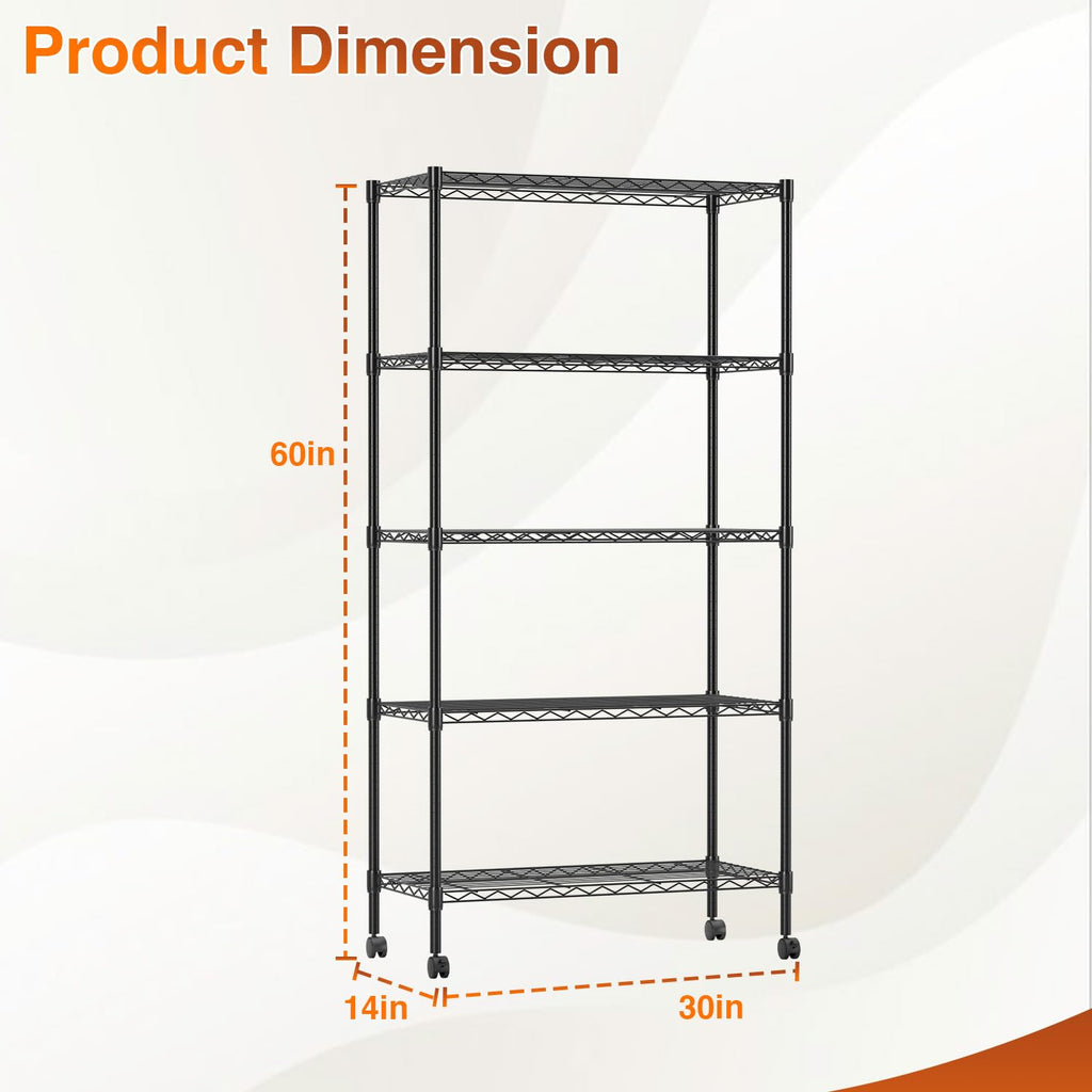 5-Tier Wire Shelf with Wheels L220423