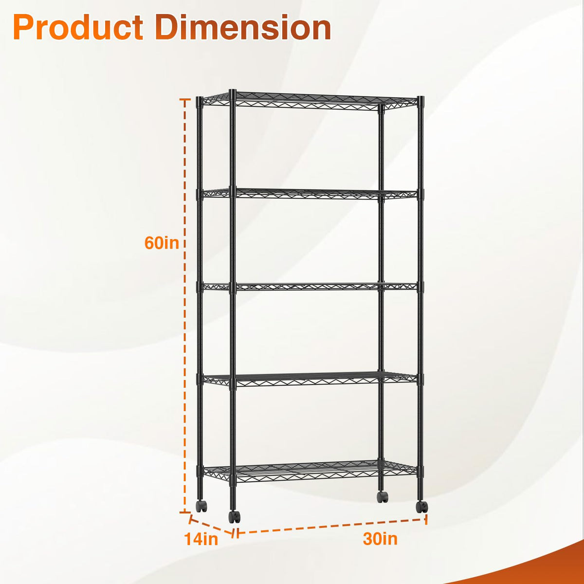 5-Tier Wire Shelf with Wheels L220423