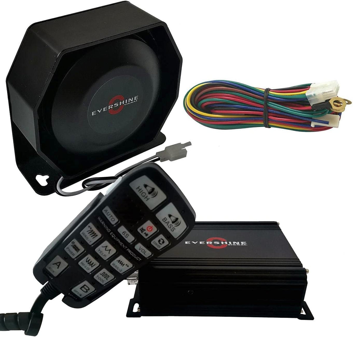 12V/24V 100W Multi-Tones Siren Horn PA System Kit E778763