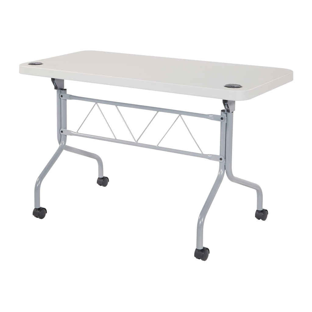 Light Gray Resin Multipurpose Flip Training Table with Locking Casters M2670