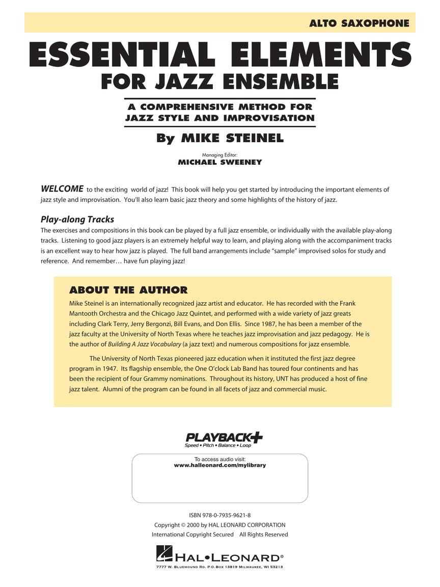 Alto Saxophone Jazz Ensemble Method Y85808