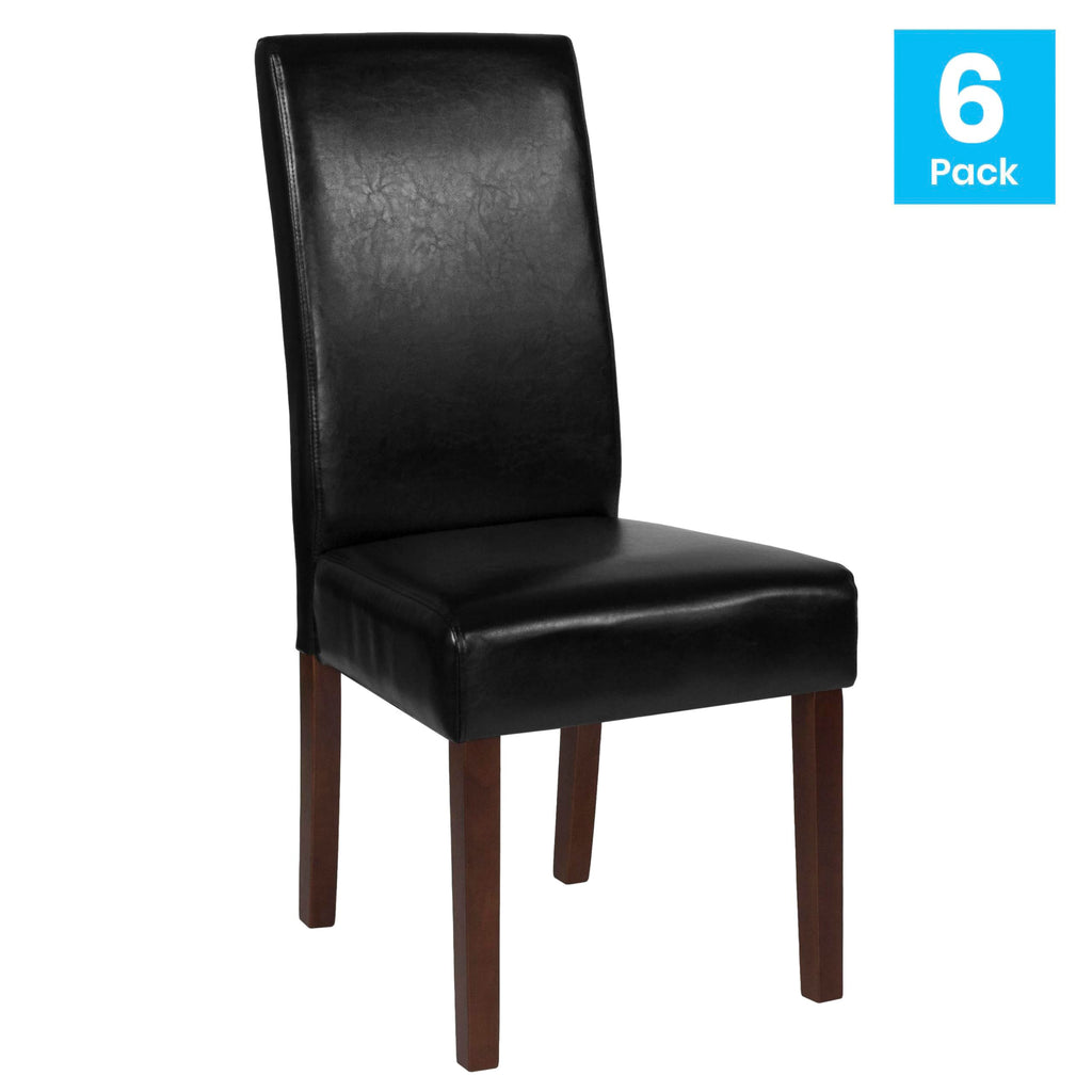 Black Faux Leather Parsons Chair 6-Pack W108624