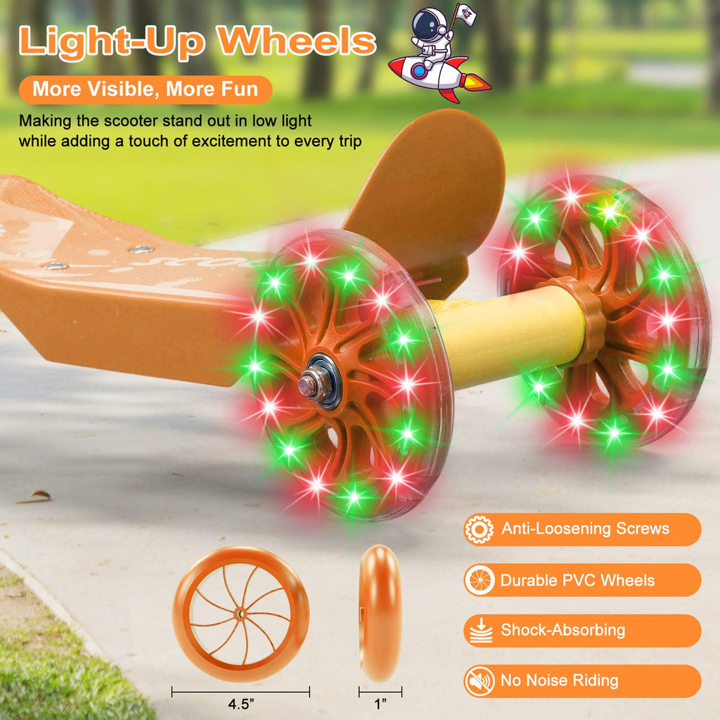 LED Light Up 3 Wheel Kids Scooter with Adjustable Handlebar W214366