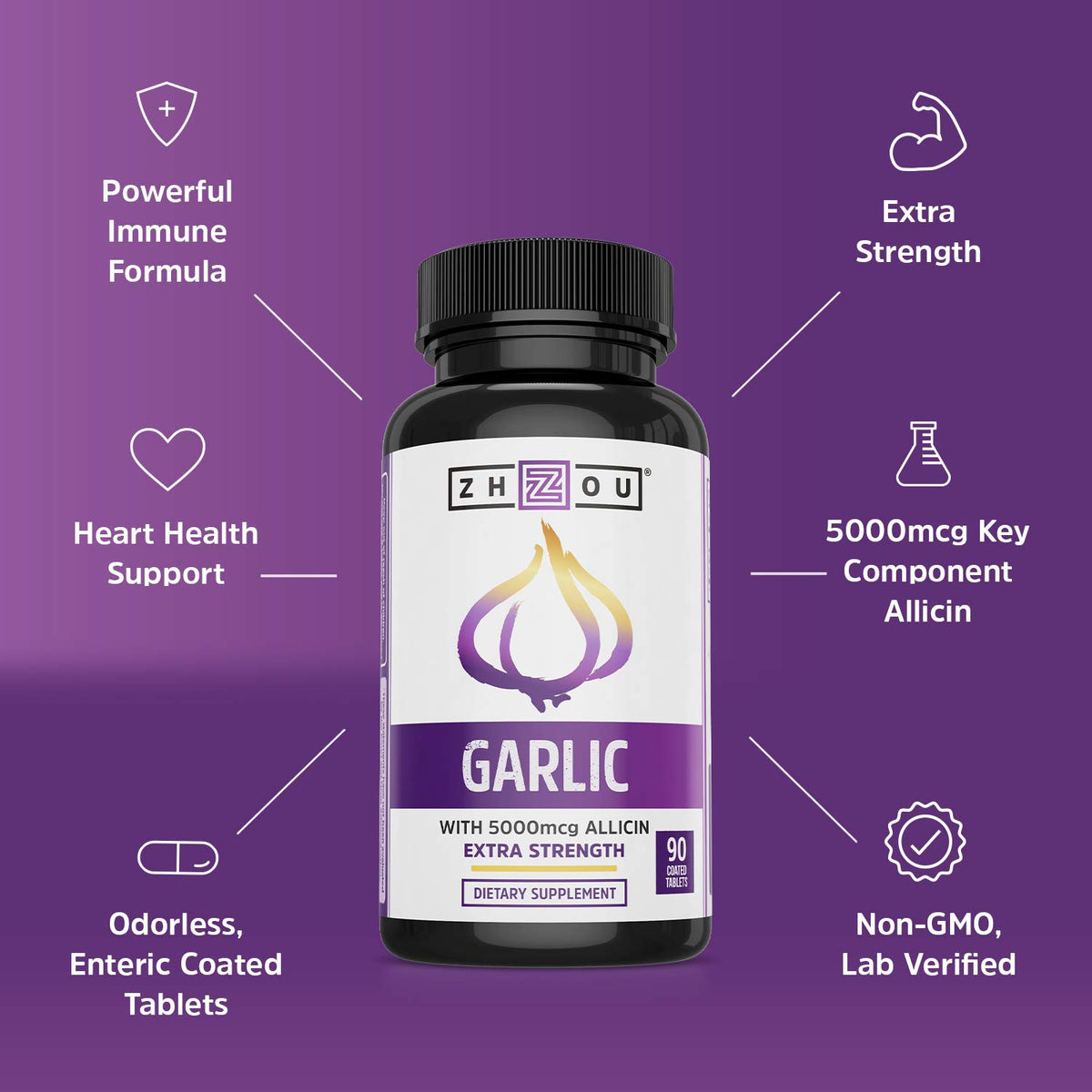 Garlic with Allicin Supplement 90 Coated Tablets P903