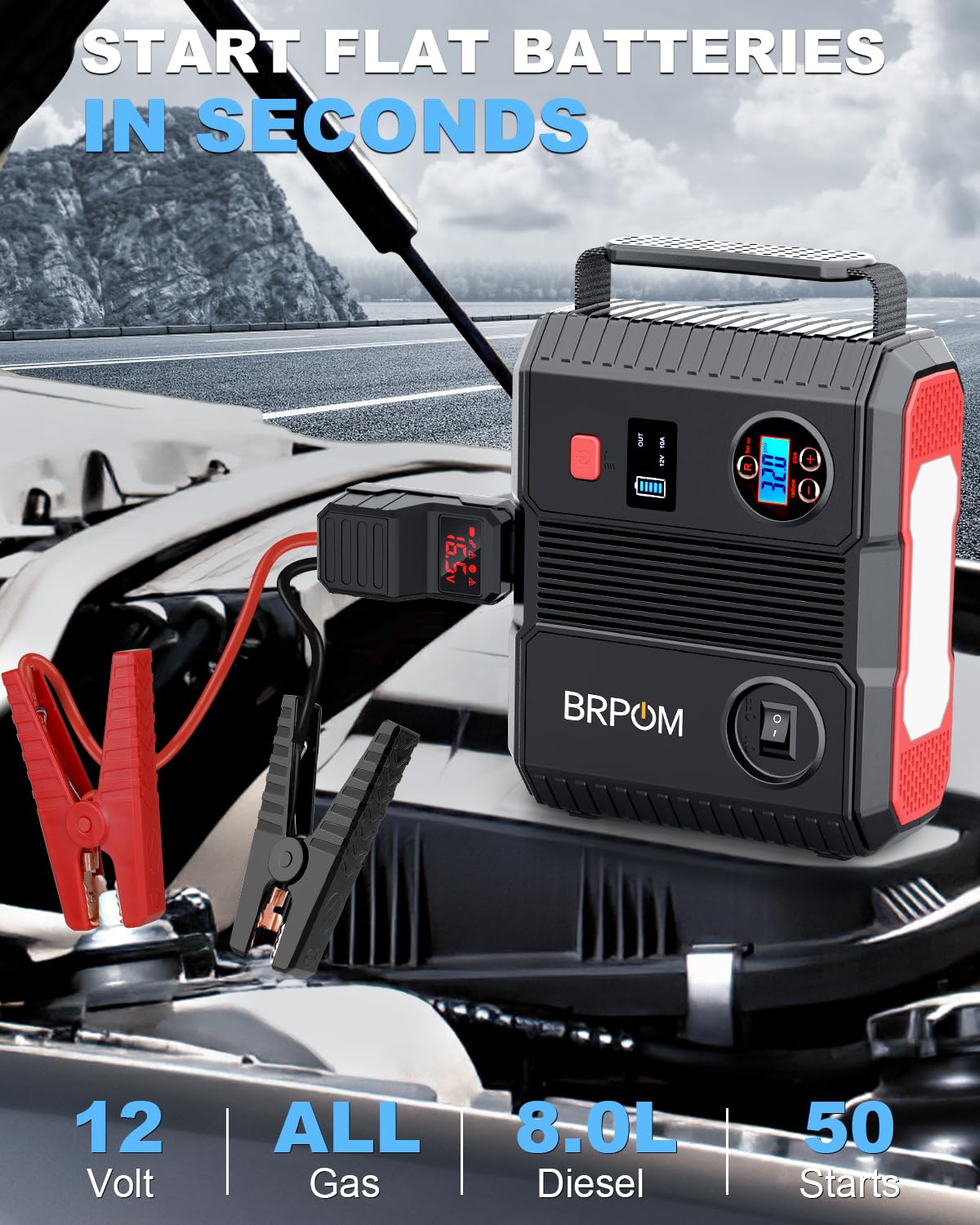 Car Jump Starter with Air Compressor 9000A Peak 26800mah 160PSI 12V N12705