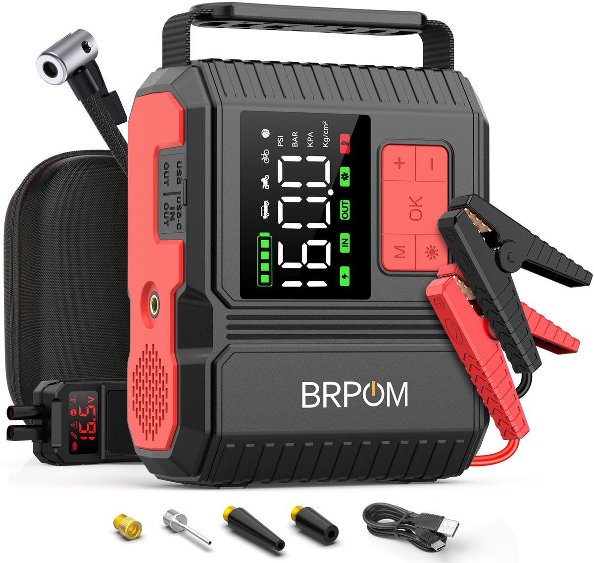 Car Jump Starter with Air Compressor 9000A Peak 26800mah 160PSI 12V N12705