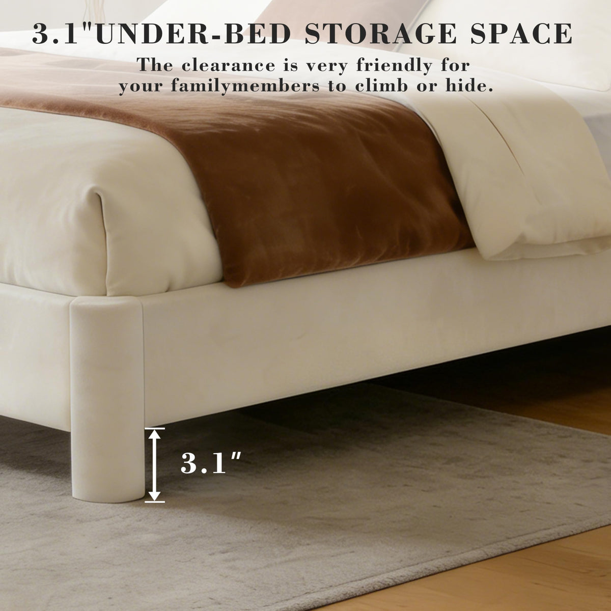 King Size Velvet Upholstered Bed Frame with Headboard J3881
