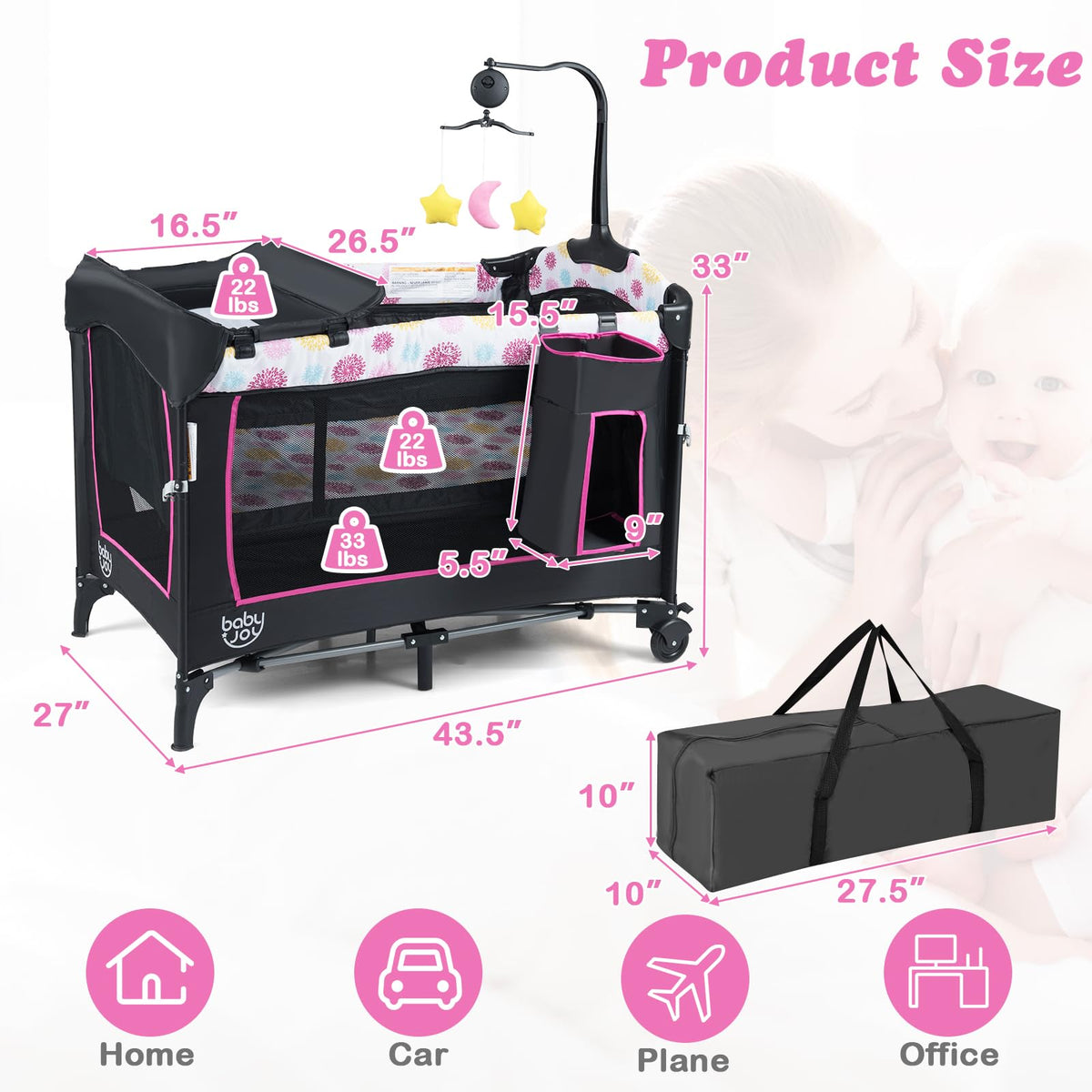 4 in 1 Pink Pack and Play X863235