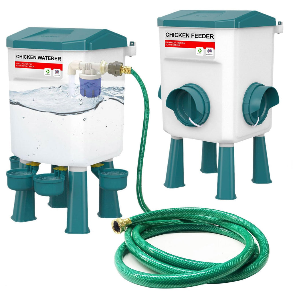Automatic Chicken Waterer & No Waste Feeder Kits, 3 Gallon K982737