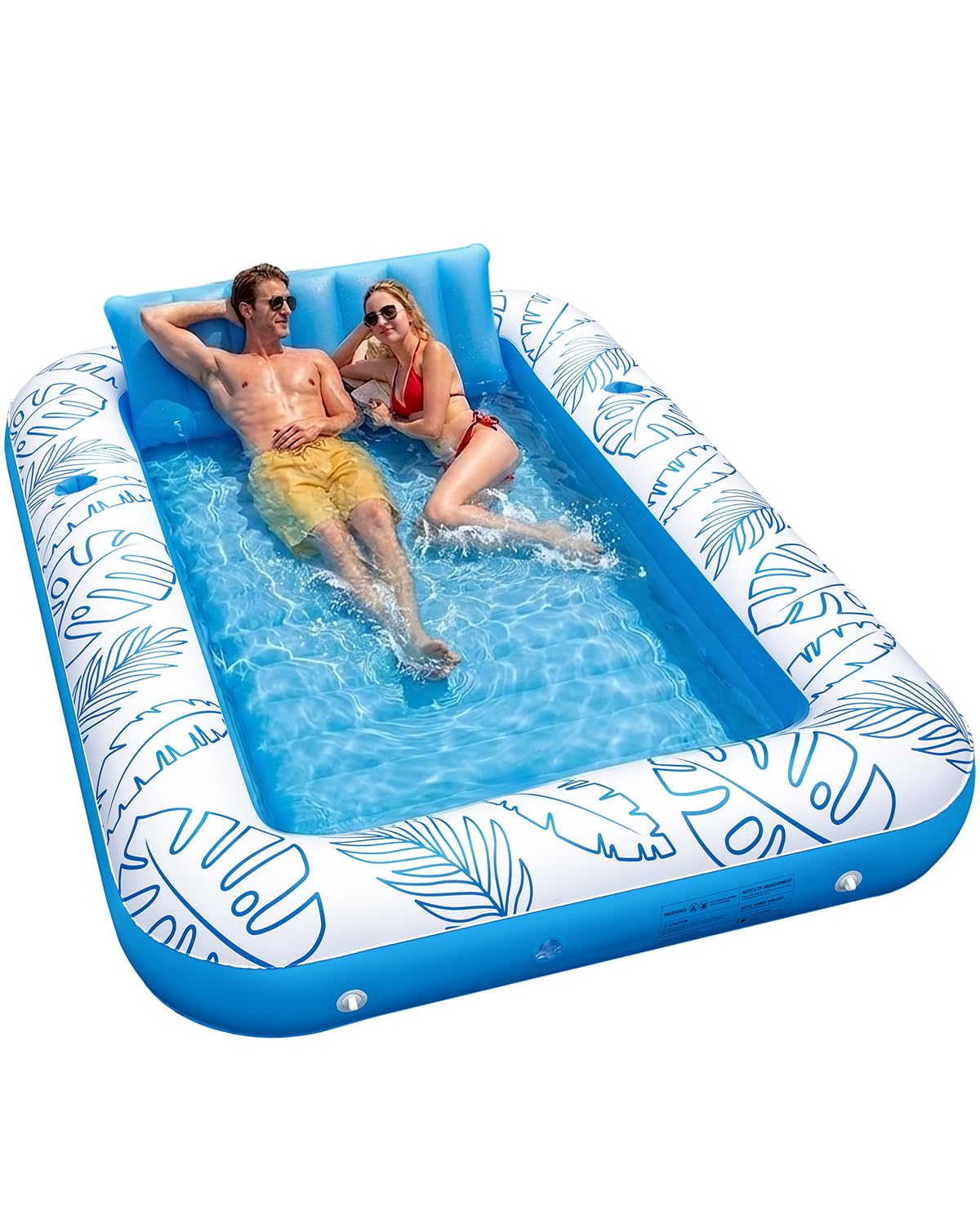 Inflatable Tanning Pool Float with Lights and Pillow T4522