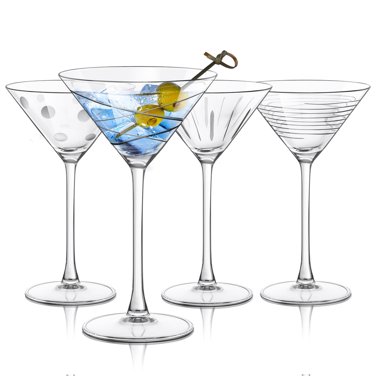Handmade Etched Crystal Martini Glasses 8.5 oz B691366