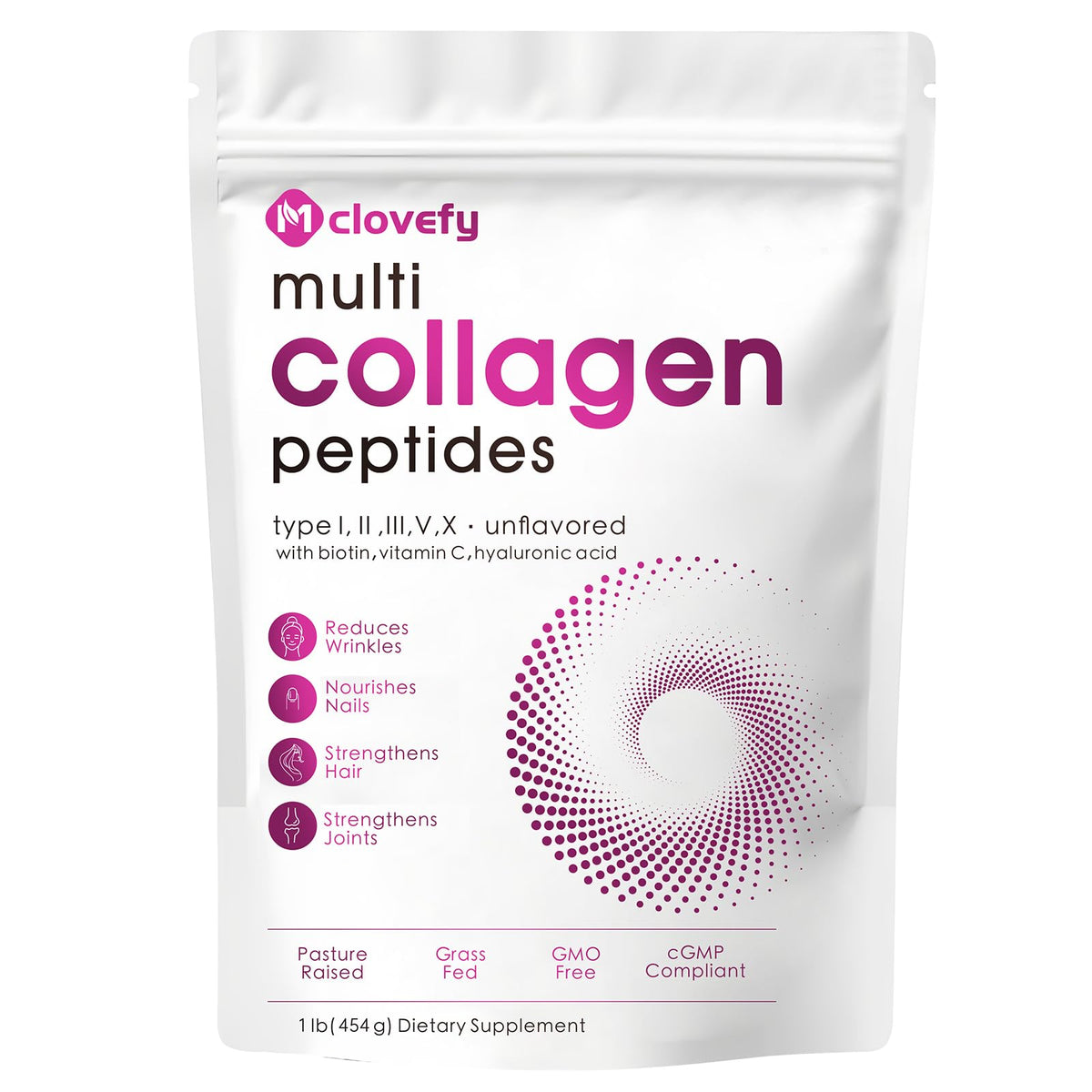 Unflavored Multi Collagen Peptides Powder 1lb G829