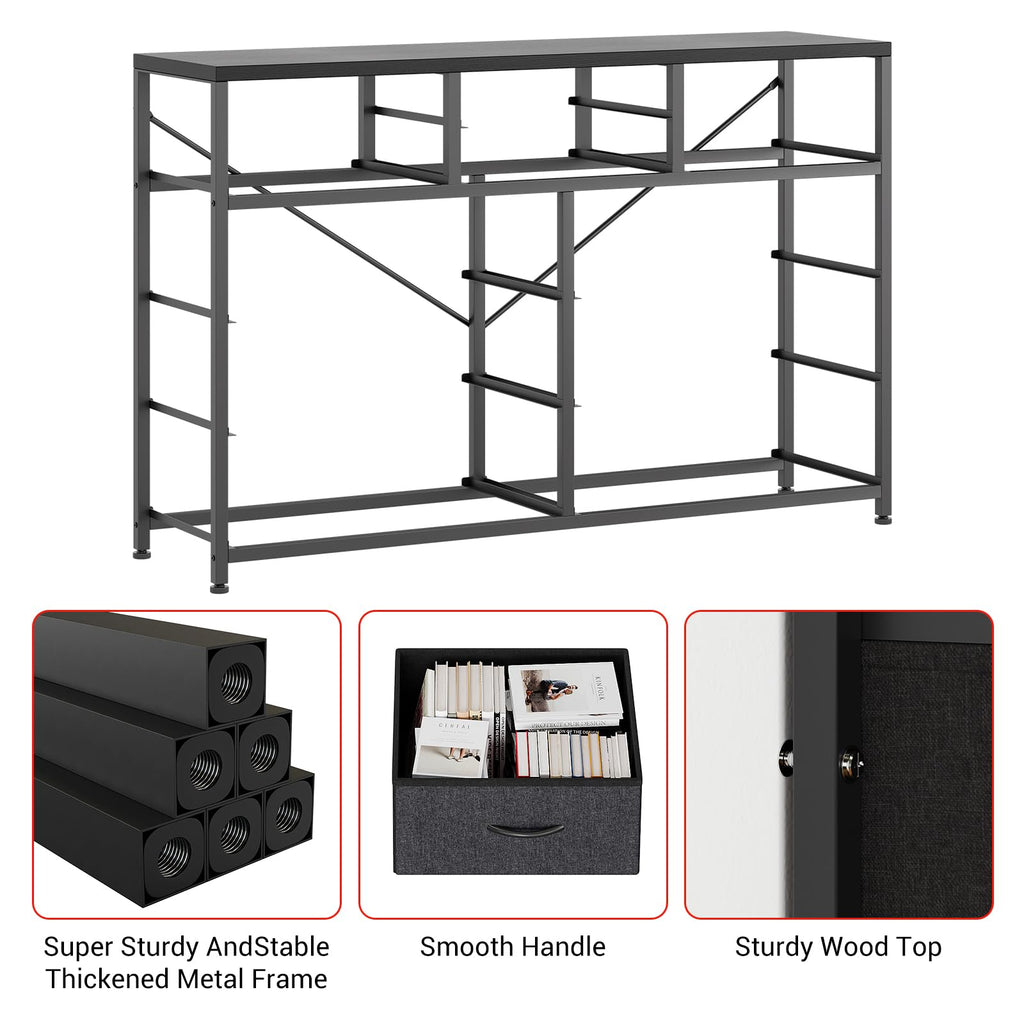 10 Drawer Fabric Dresser with Wood Top U43163