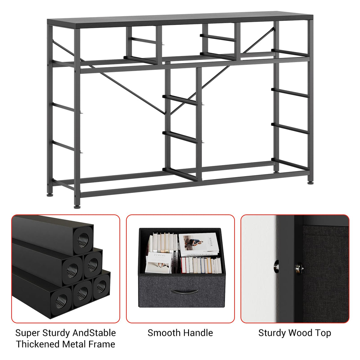 10 Drawer Fabric Dresser with Wood Top U43163